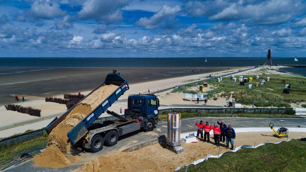 Bauarbeiten nahe der Kugelbake in Cuxhaven